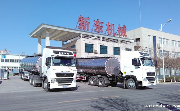 内蒙35立方不锈钢拉奶罐式运输车发货