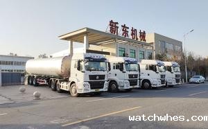 物流半挂保温冷藏奶罐车下午发车现场