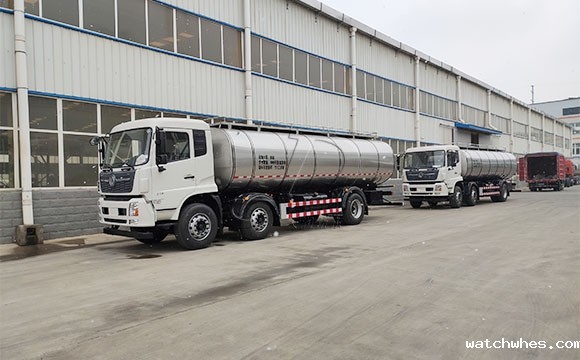 河北客户订购的两台16立方鲜奶运输罐车下午发货