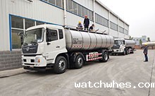 四川两台16立方液体牛奶运输车发车调试中