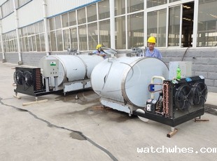 浙江客户订购的两台不锈钢猪血制冷罐今天发货